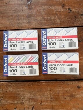 Oxford Classic White & Color Bar Ruling 3x5 Index Cards (4 packs of 100)